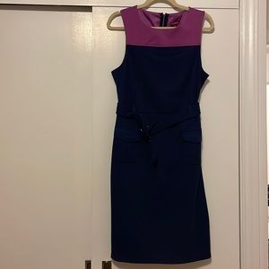 Merona Navy & Purple Sheath Dress with Belt 10